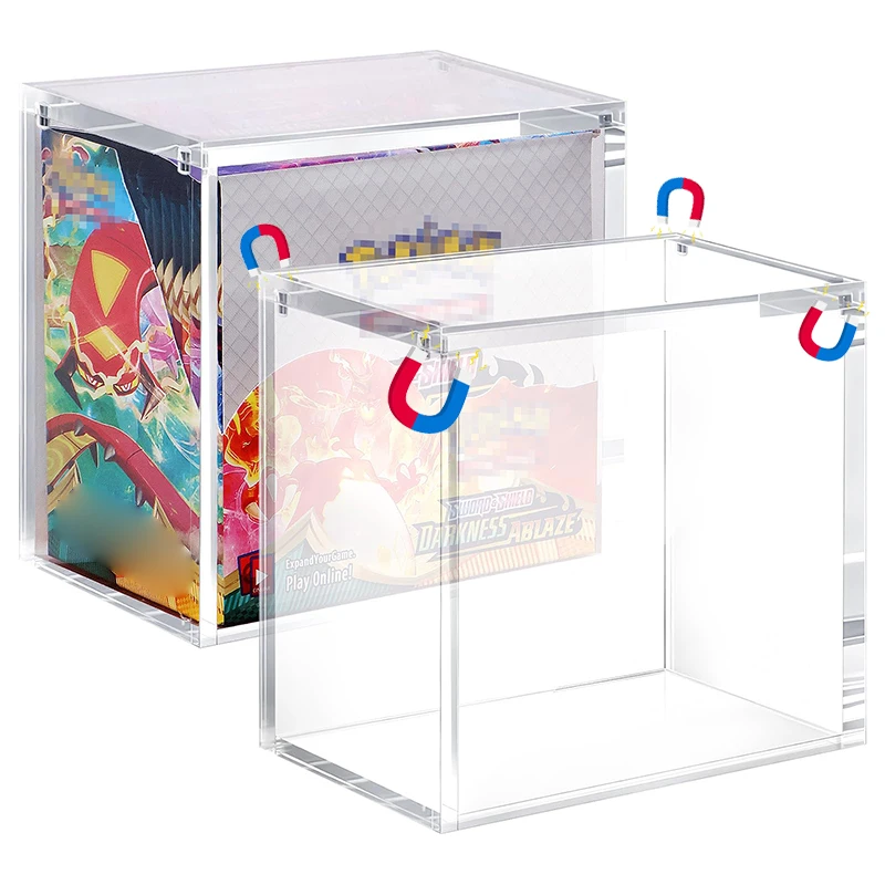 

8mm+4mm Thick Clear Acrylic Booster Box Case Protector - 5mm Magnetic Closure, Easy Top Loading (Universal Compatible)