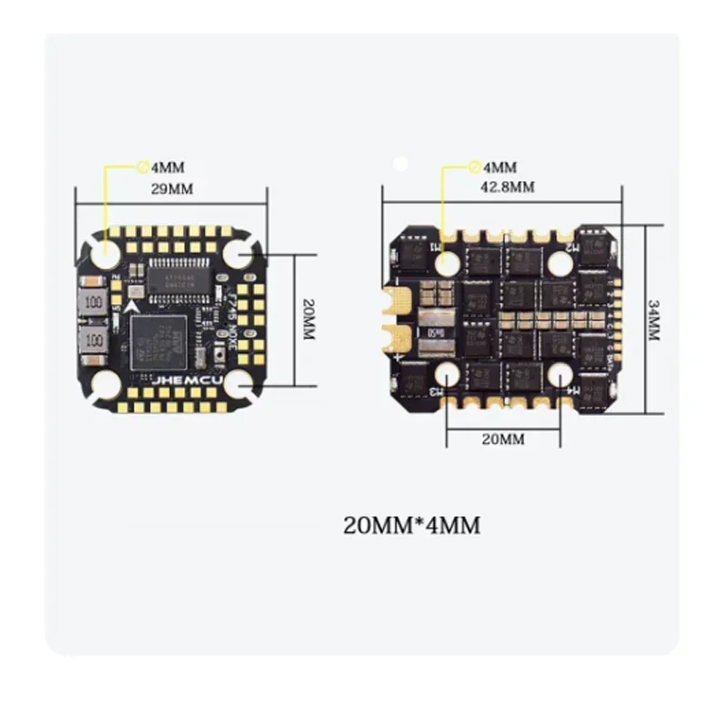 JHEMCU F745 Mini Controlador de Voo Pilha ICM-42688-P F745 Controlador de Voo AM32 60A 4 em 1 ESC 3-6S para Drones RC FPV