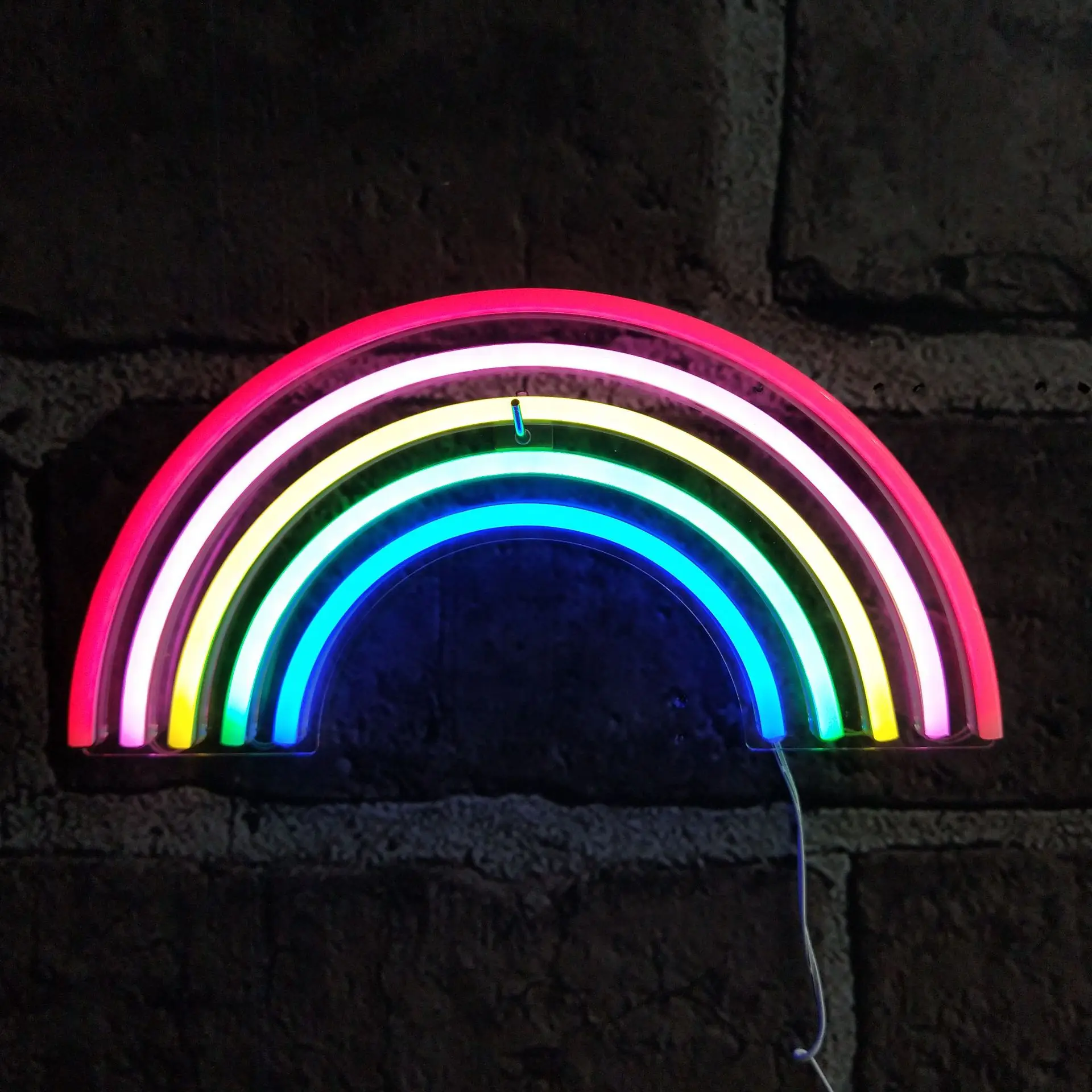 Rainbow Neon Sign Light for Bedroom Hanging Wall Party Christmas Decoration Colorful Night Light Neon Bulb Desktop Lamp 30*16cm