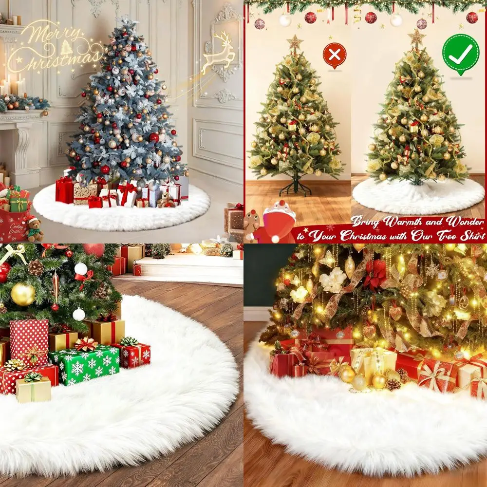 

Роскошная белая юбка в виде дерева из искусственного меха 60, мягкая плюшевая базовая крышка для праздничного рождественского сезона