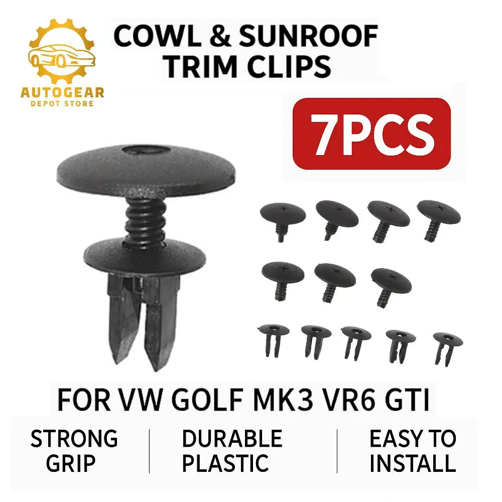 

7PCS Screw Rivet Clips with Cross Head for VW Golf MK3 VR6 GTI Plastic Push Retainer Fasteners for Front panel sunroof trim clip