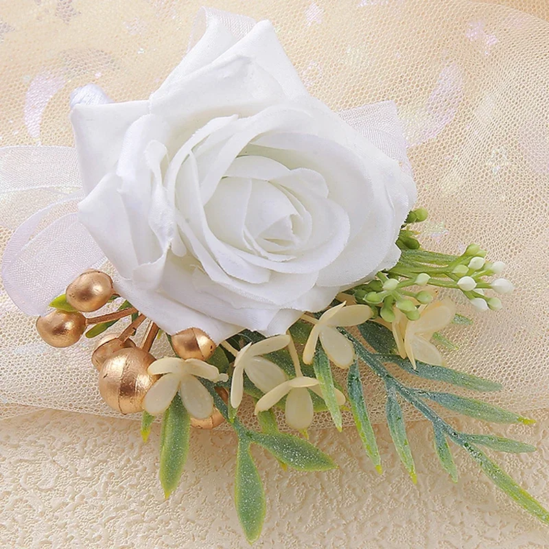 1pc Wedding Rose Boutonniere Groom and Groomsmen Boutonniere Ceremony Anniversary, Formal Dinner Party Prom Corsage