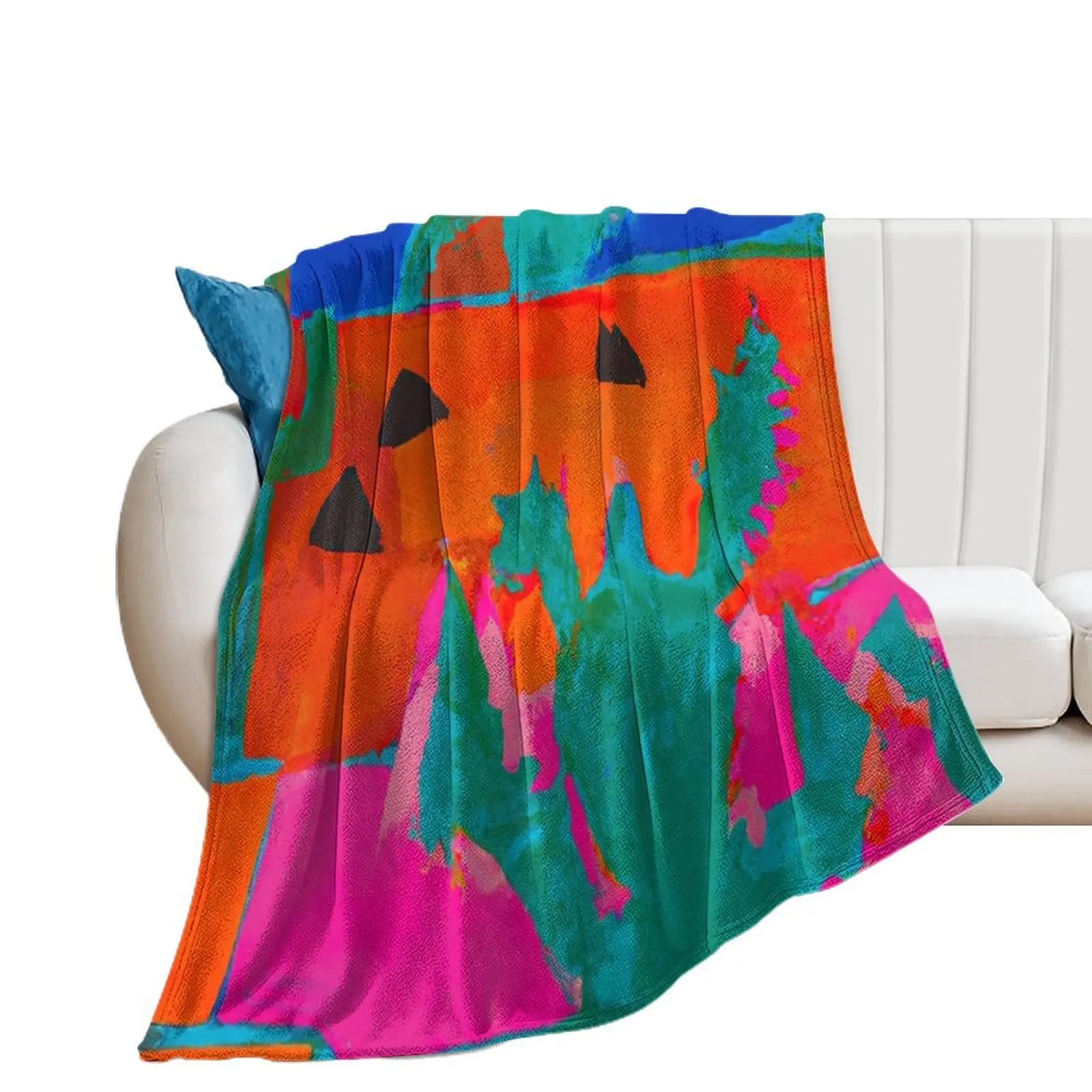 Saturated Color Cactus - Abstract Art - Pink, Green and Red Throw Blanket Blankets Sofas Of Decoration Moving Blankets