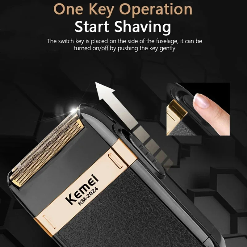 KM-2024 USB Charging Electric Shaver Additional Cutter Head Reciprocating Twin Blade Razor Shaver Beard Trimmer