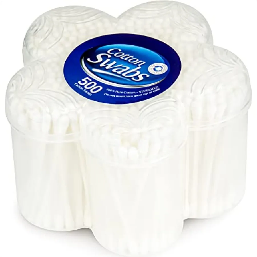 500 مسحة قطنية ذات رؤوس مزدوجة معقمة 100 قطن خالص Qtips لتنظيف مكياج المنزل وعناية الحيوانات الأليفة والطفل لون عشوائي 500 شركة