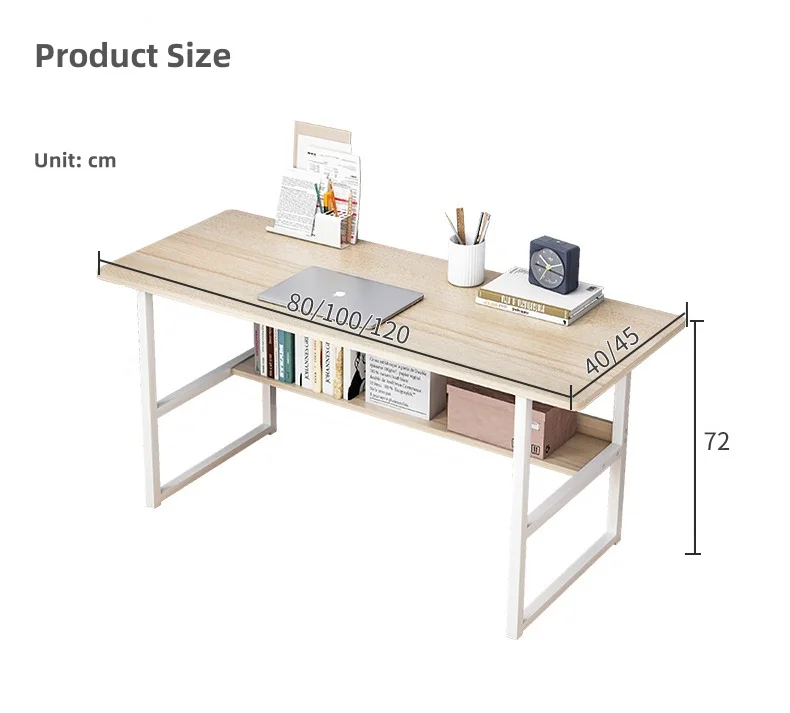 !@Modern Simple Design Computer Desk Office Laptop Table with Wooden Shelf for Gaming Bedroom