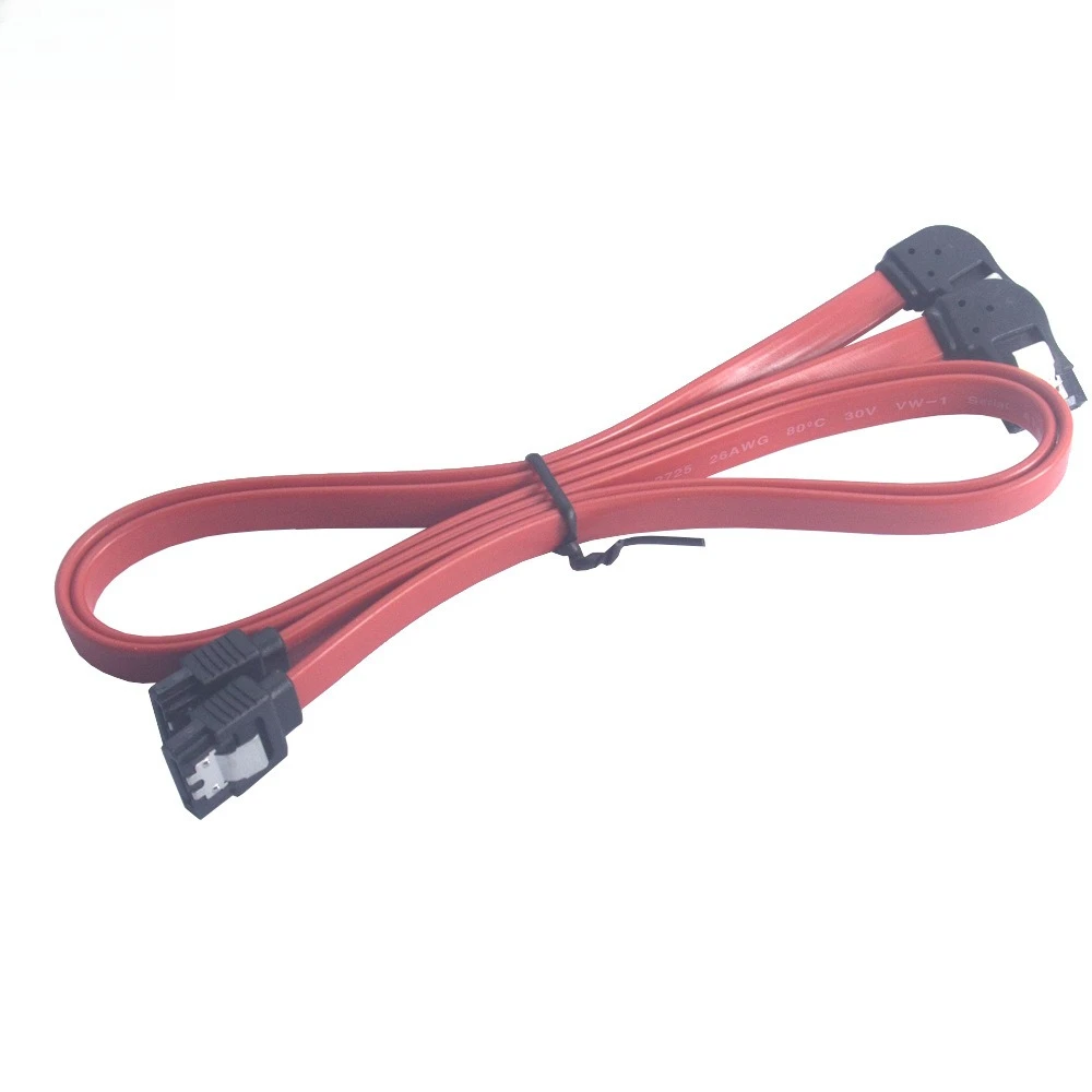 SATA 7P 암 180도 SATA 7P 암 헤드 오른쪽 굽힘 빨간색 평면 하드 디스크 컴퓨터 케이스 케이블 길이 0.2M 0.3M 0.5M 1M