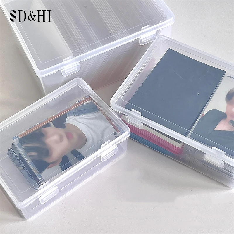 PP Storage Box Transparent Desktop Organizer Large Capacity Stickers Pencil Box Subpackage Holder Desktop Stationery Storage Box