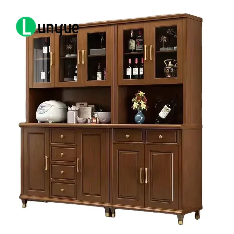 American Traditional Solid Wood Side Cabinet Tea Storage Cupboard for Living Room Dining Room Eco Friendly Durable Furniture