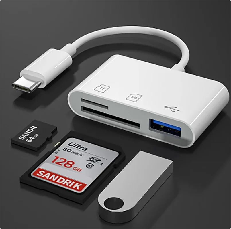 PD 충전용 3 in 1 Type-C 멀티 어댑터 USB 커넥터 Macbook 노트북 iPad Pro HUAWEI Xiaomi 용 SD TF USB 카드 리더기