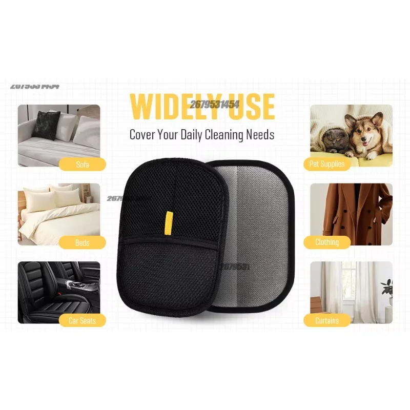 Pet Hair Removal Tool Reusable Static Removal Gloves, Double-Sided Grooming Gloves for Pets, Removes Pet Fur Hair for Carpets