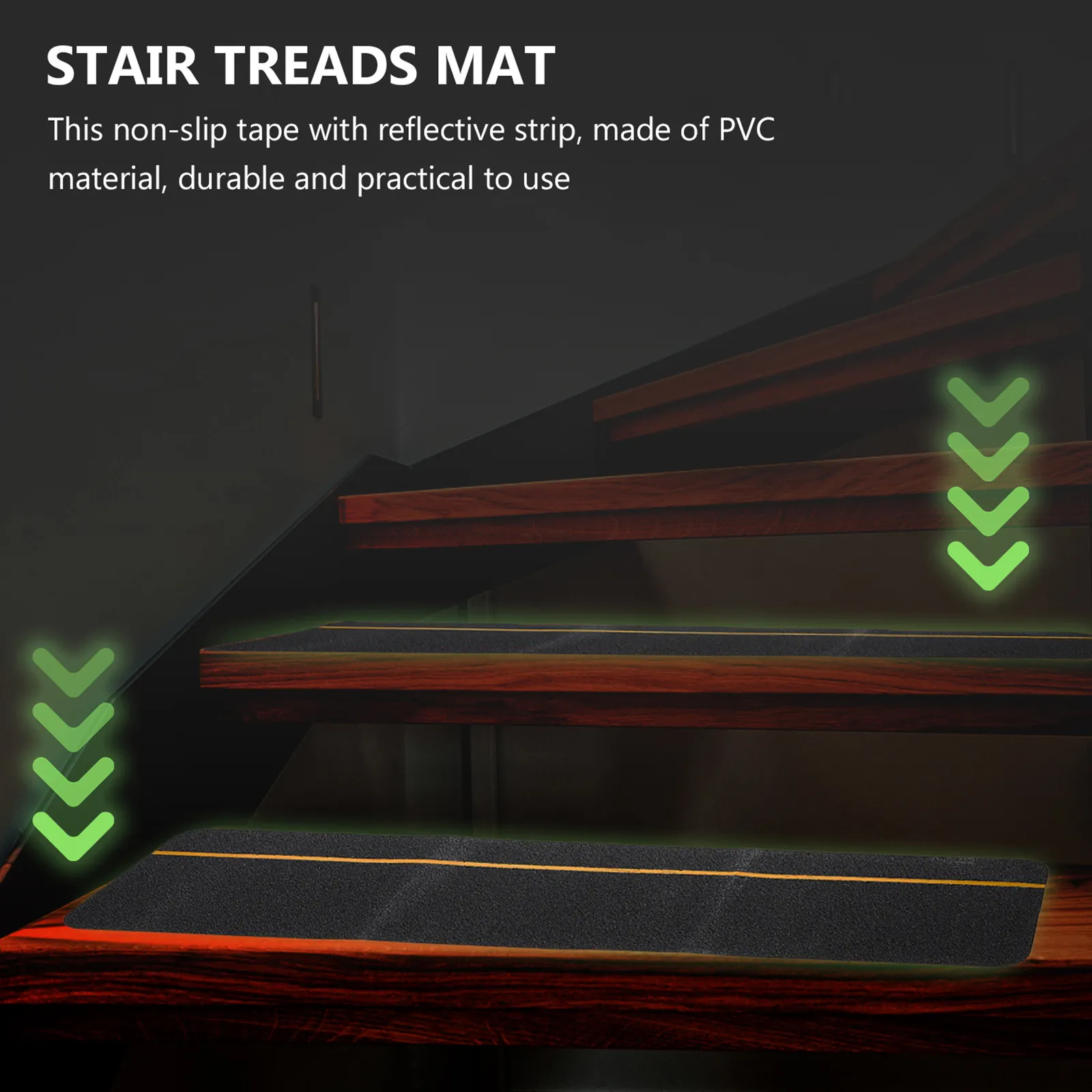 Glow in The Dark Non-Slip Stair Tread Tape Self-Adhesive Anti-Skid Traction Strip for Indoor Outdoor Stairs Steps Ramps Floors
