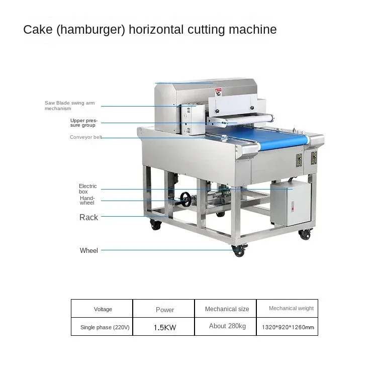 Cake Embryo Layer Bread Embryo Hamburger Embryo Slicer Food  Production Line Horizontal Cutting Machine