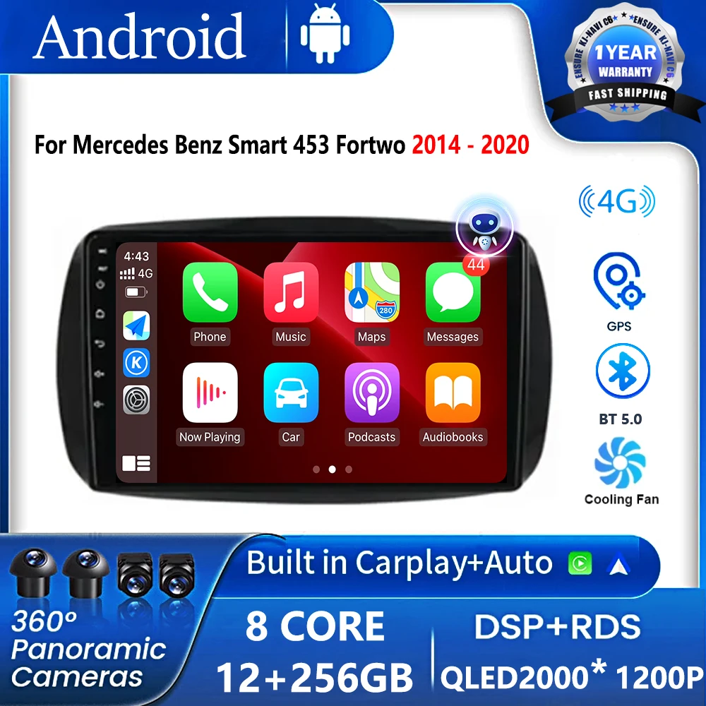 

9 ''Car Radio Video Multimedia Player Android OS For Mercedes Benz Smart 453 Fortwo 2014 - 2020 GPS Navi WiFi Bluetooth DSP