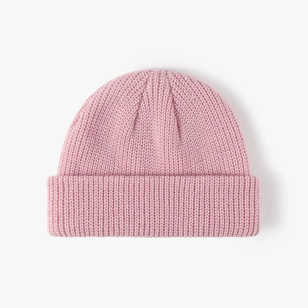 Street Solid Color Knitted Cap Elastic Brimless Vintage Dome Hat Keep Warm Melon Beanie Cap Winter