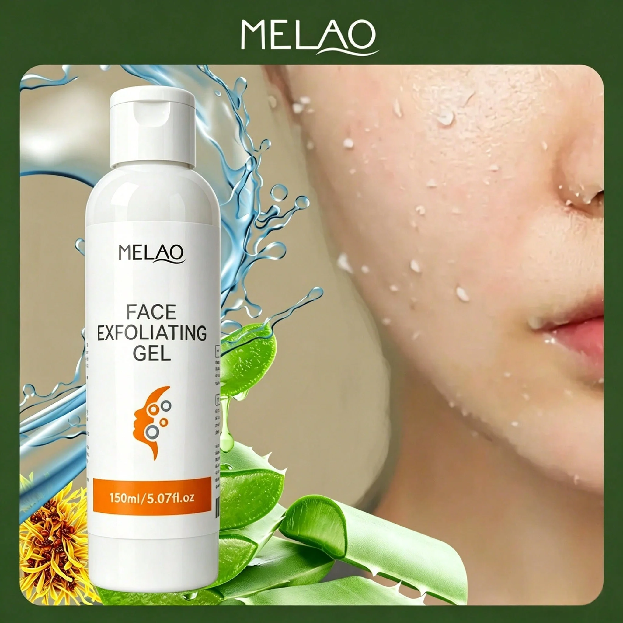 MELAO Face Exfoliating Gel - Gentle Scrub for Dead Skin & Blackhead Removal, Deep Cleansing Exfoliator for Smooth Glowing Skin