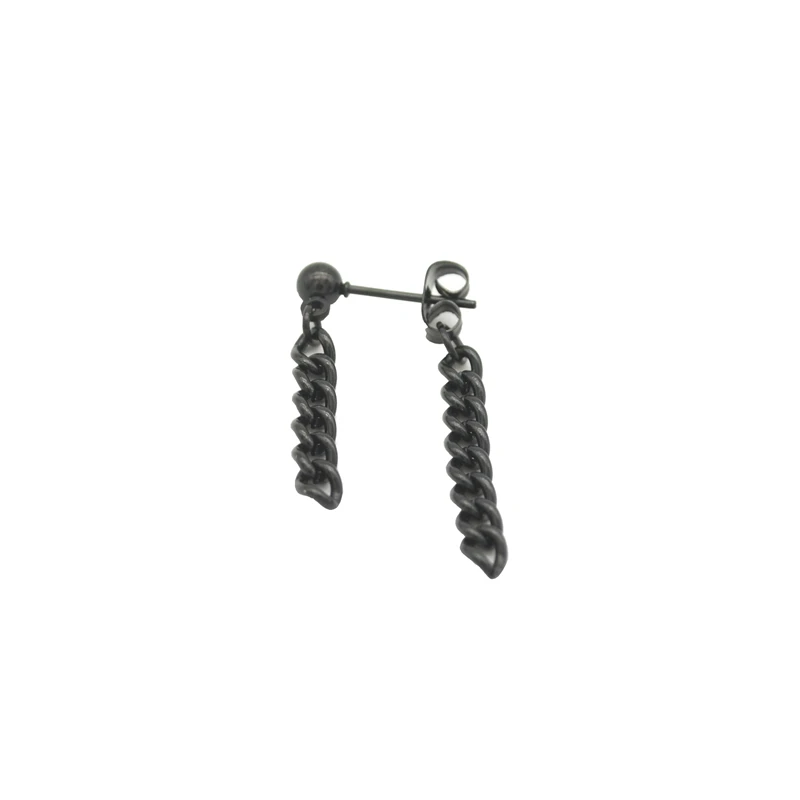 Long Chain Ear Stud Stainless Steel  Pin Earring Men Jewelry for Women Wholesale Gold Color Black