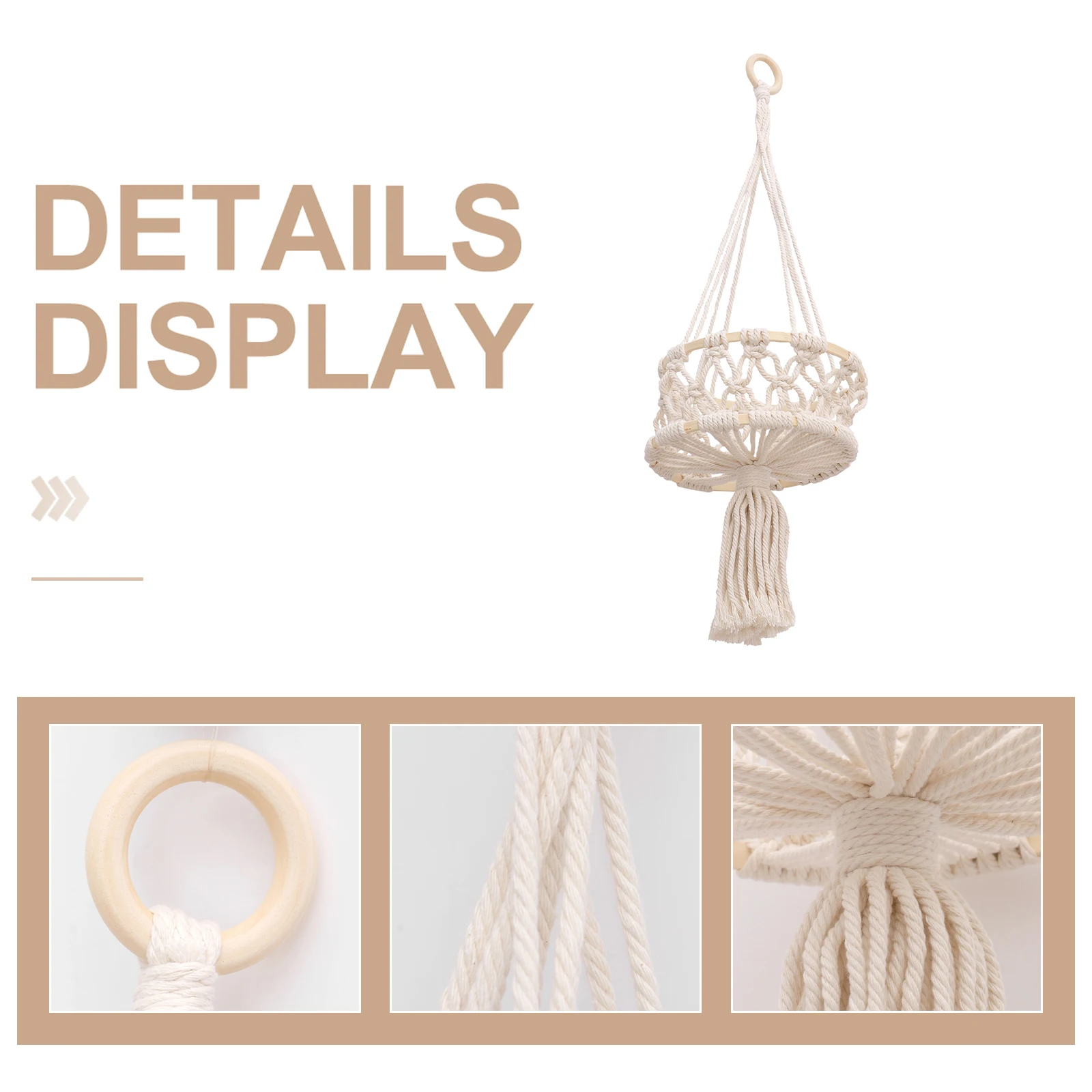 

1pc Cotton Rope Hanging Flower Basket Woven Storage Basket for Dried Flowers Bonsai Container Home Office Decor Holder