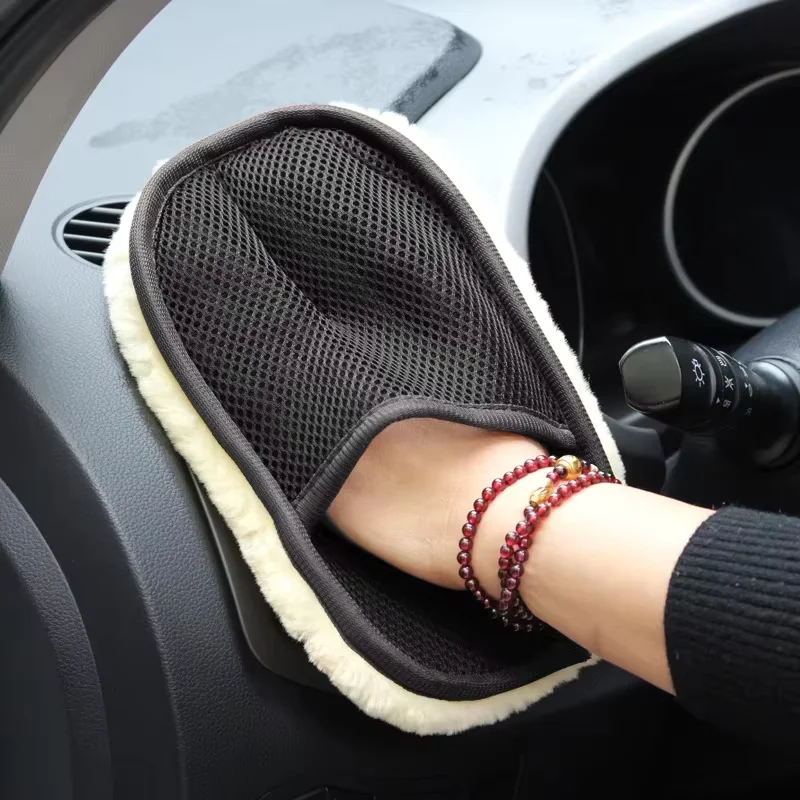 Luvas de lã de imitação para lavagem de carro, luvas de limpeza de carro de pelúcia espessada, polimento de cera, produtos de limpeza de carro
