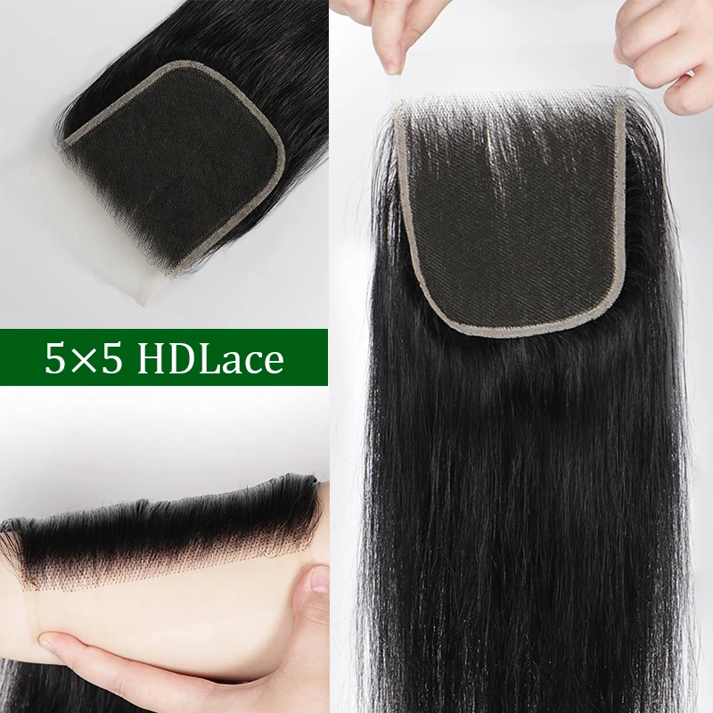 5x5 HD Lace Closure Ultra-thin Invisible HD Lace Closure Tiny Single Knot Pre-Plucked Vietnamese Straight Human Hair Frontal