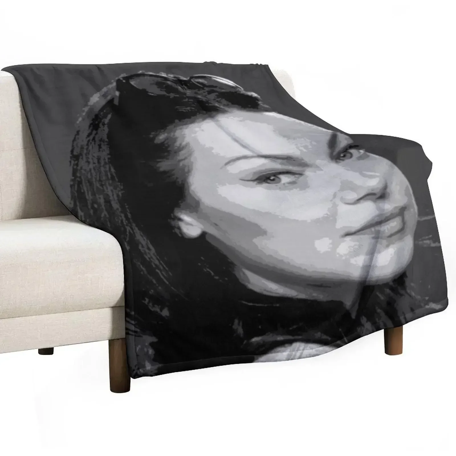 Laura Prepon Black & White Pop Art Portrait Painting Throw Blanket Flannels Shaggy Cute Vintage Hair Soft Beds Blankets