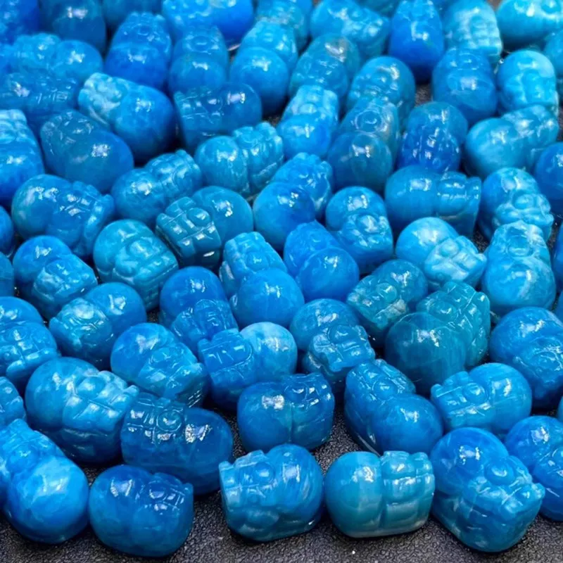 1piece blue Apatite carved brave troops 12-14mm full hole  Wholesale for DIY  jewelry necklace  LOOSE BEADS
