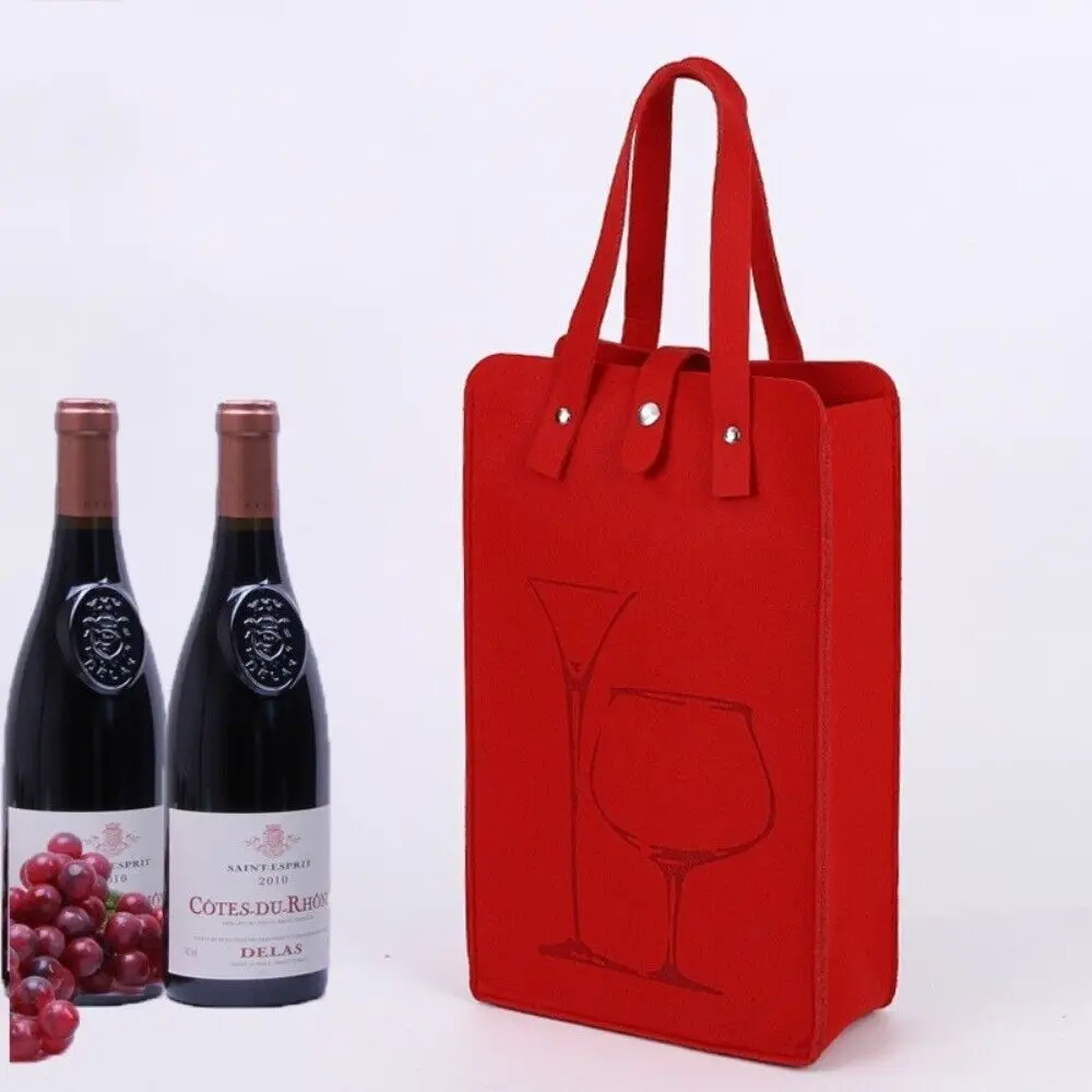 

Carrier with Handles ElegantChristmas Gift for Wine Lovers Holiday Portable Felt Wine Bottle Bag Insulated Double Layer Beverage