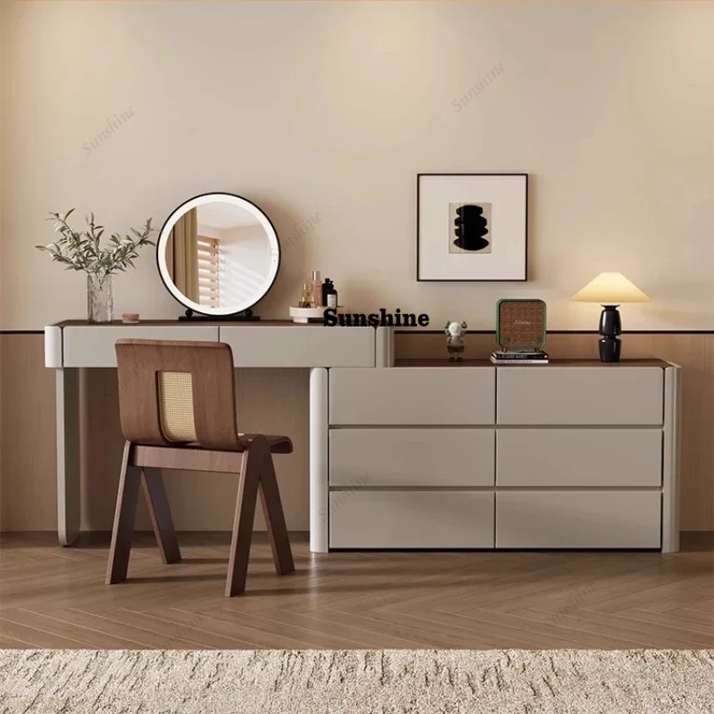 

6drawers storage Cabinet Dressing table makeup mirror stool Comfortable Bedroom vanity desk wooden tocador home furniture