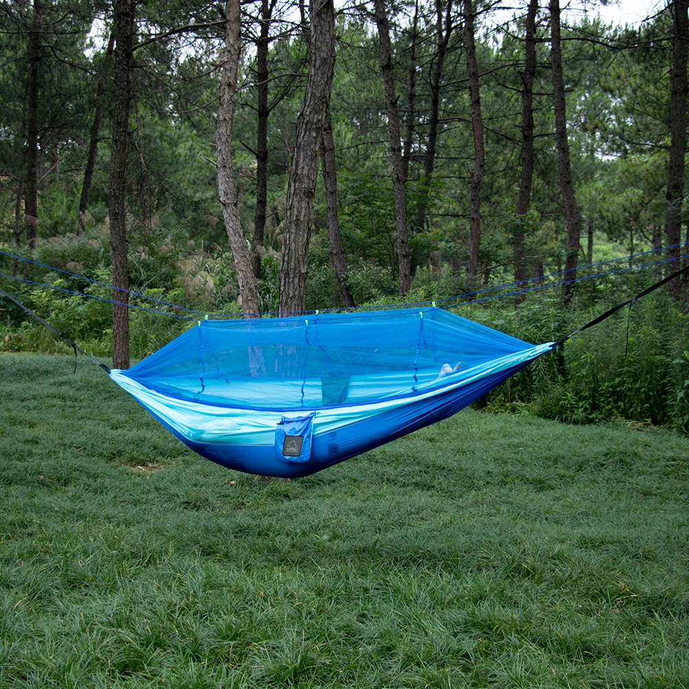 Super Lightweight Portable Nylon Camping Hammock Single Size with Mosquito Net for Outdoor Use