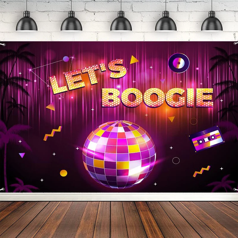 Фон для фотосъемки Let's Boogie, баннер, дискотека, танцевальные ночи, день рождения, вечерние украшения, реквизит для фотобудки