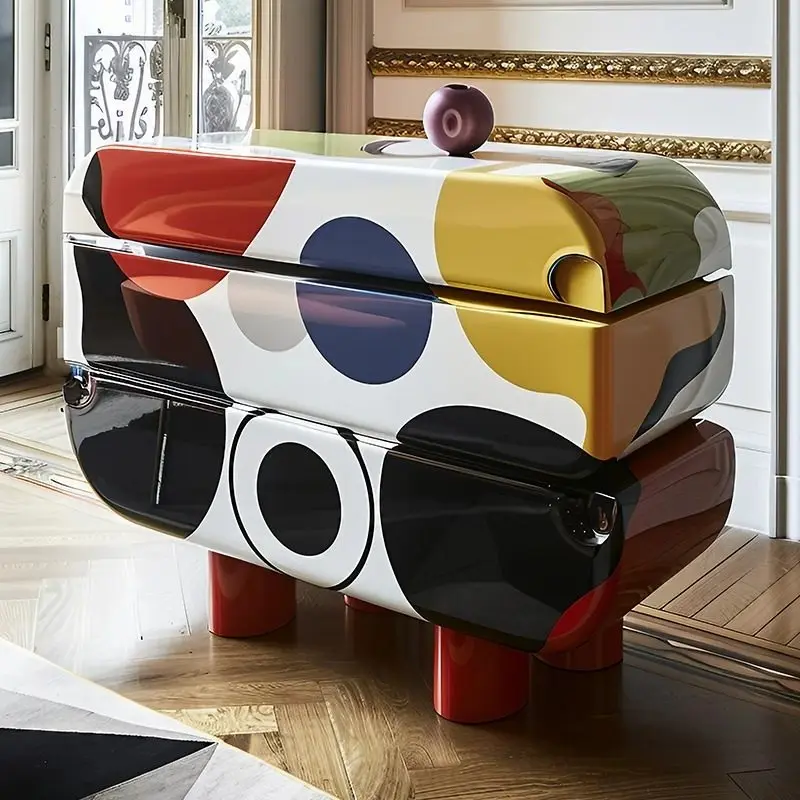 Joint Pop Art Decoration Locker, Original Design Painted Art Entrance Cabinet W6