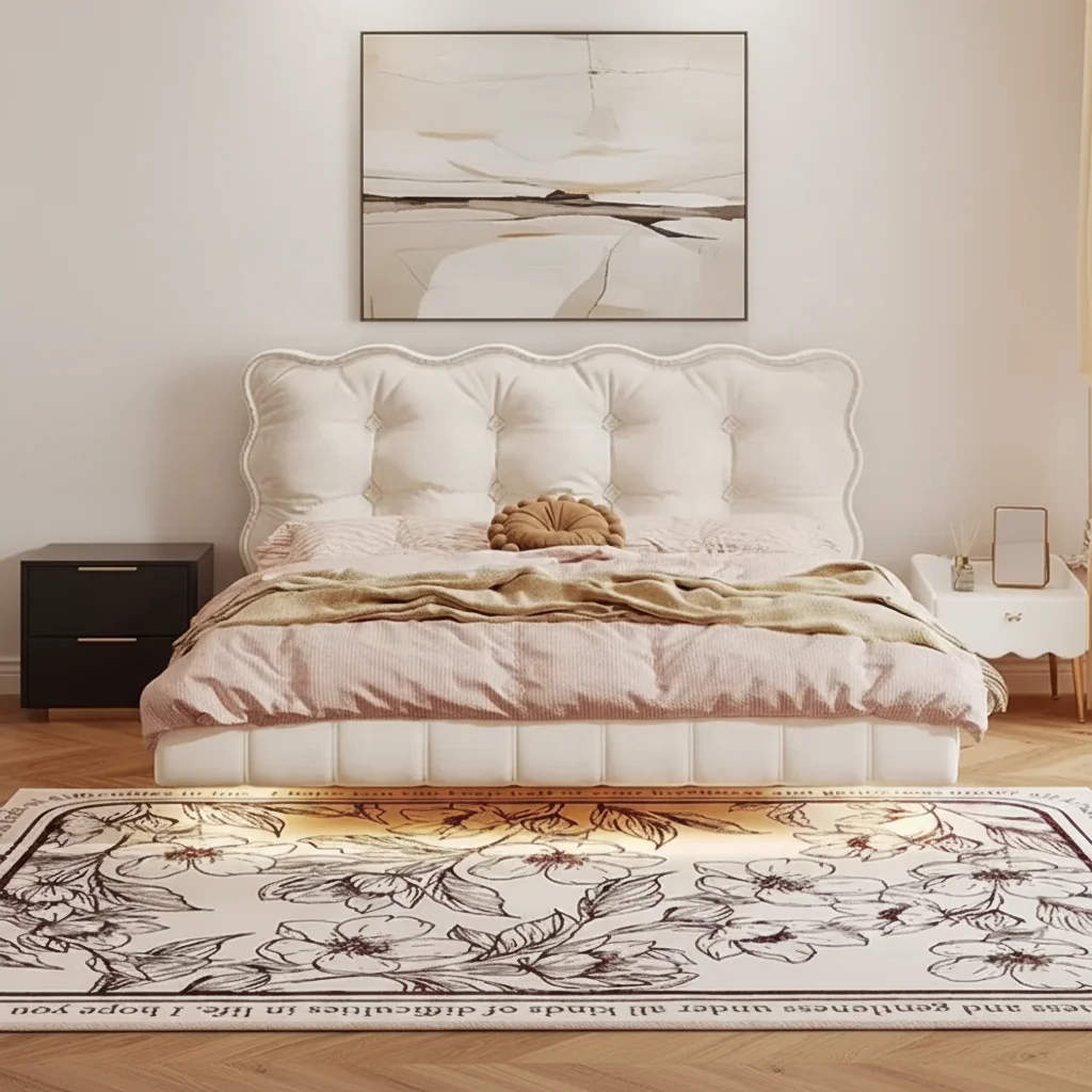 Modern Wood Children's Full-Size Bed with Imported Cat Scratch Leather Upholstery Comfortable & Durable Designpromote sales