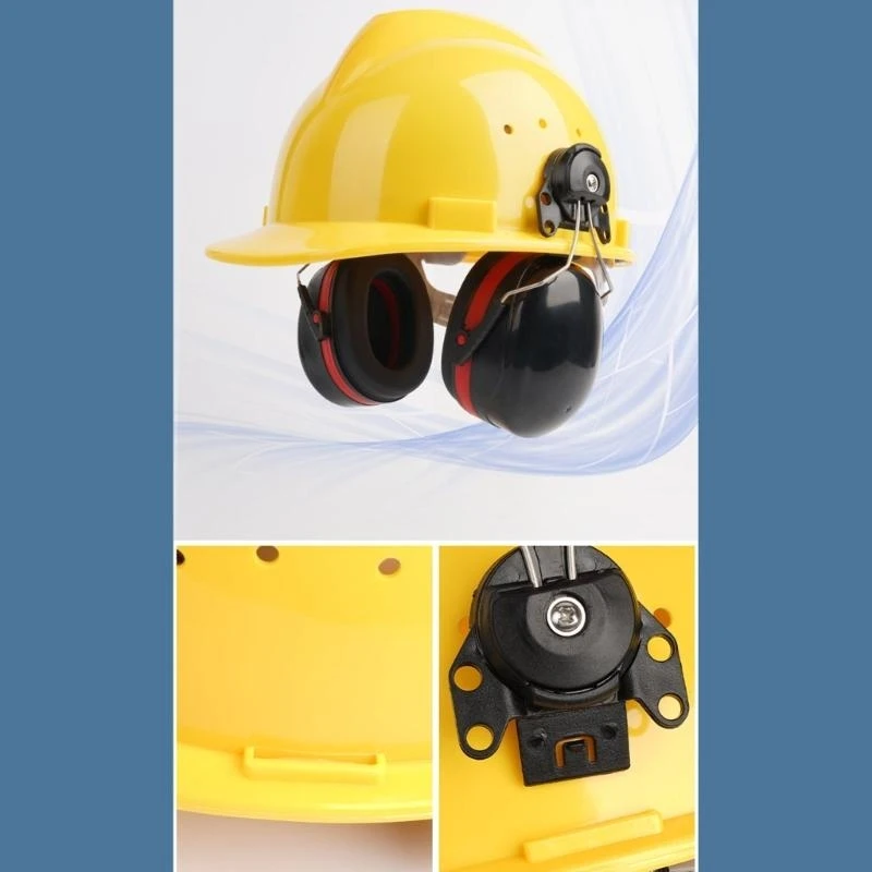 1 Pair Construction Helmets Ear Muffs Protectors Noise Cancelling Ergonomic Design Soft Padding Industrial Applications