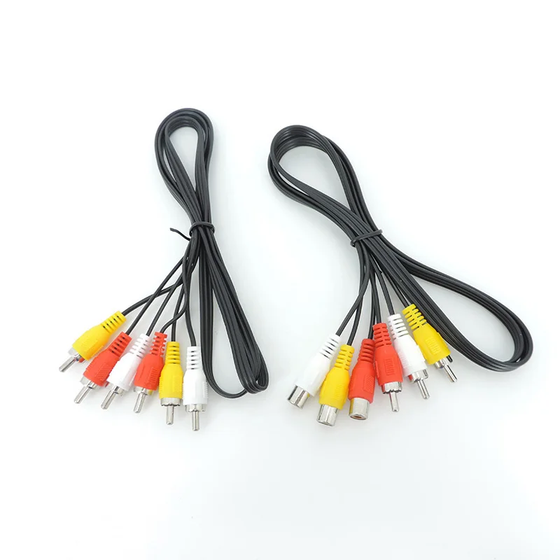 1M/1.5M/3Meter 5m 3 RCA Male to 3 RCA Male female connector Composite Audio Video AV extension Cable Plug Cables q1