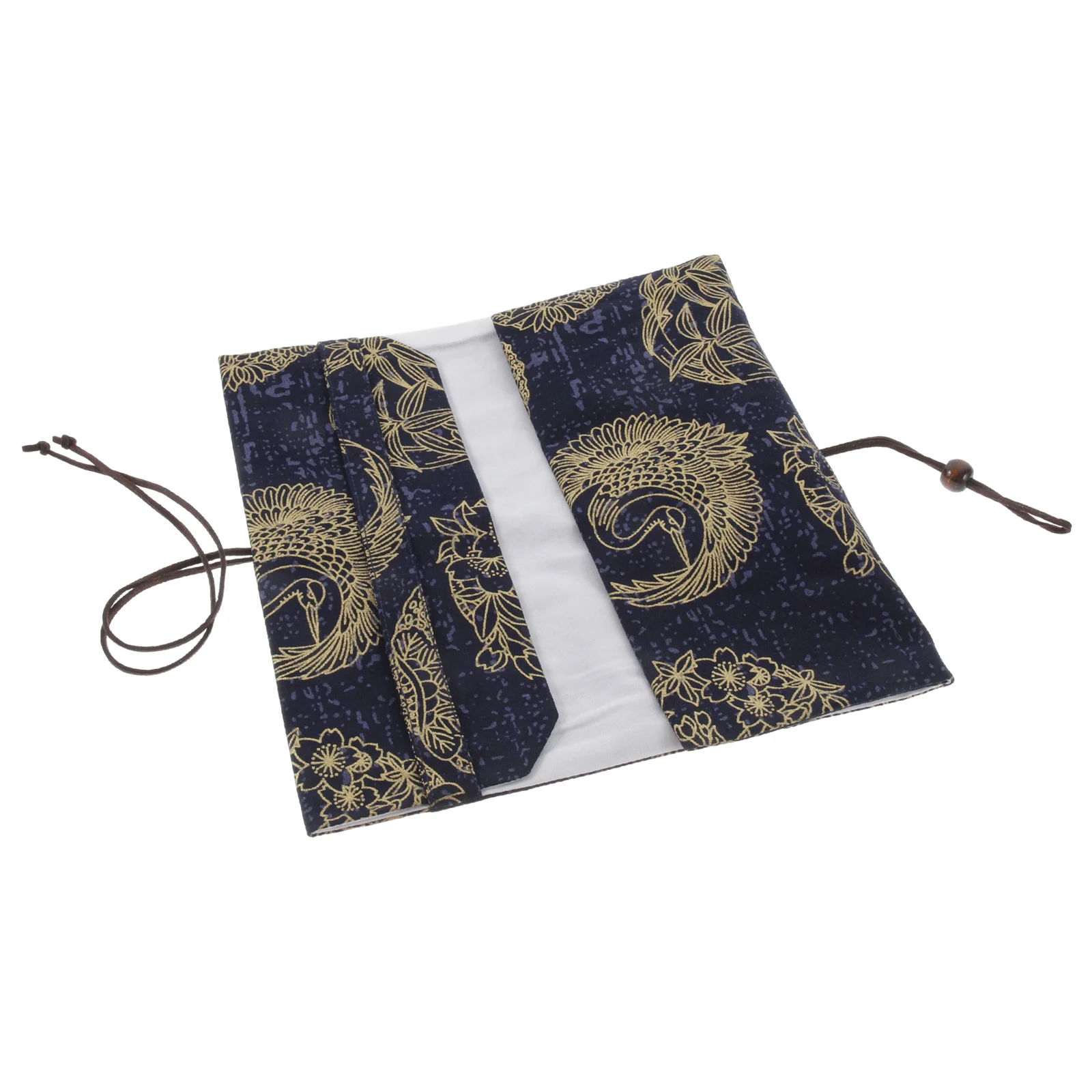 Ink Blue Dyed Patchwork Fabric Book Cover Protector Decorative Adjustable Pouches Cases Cloth Sleeve Covers Protection Books