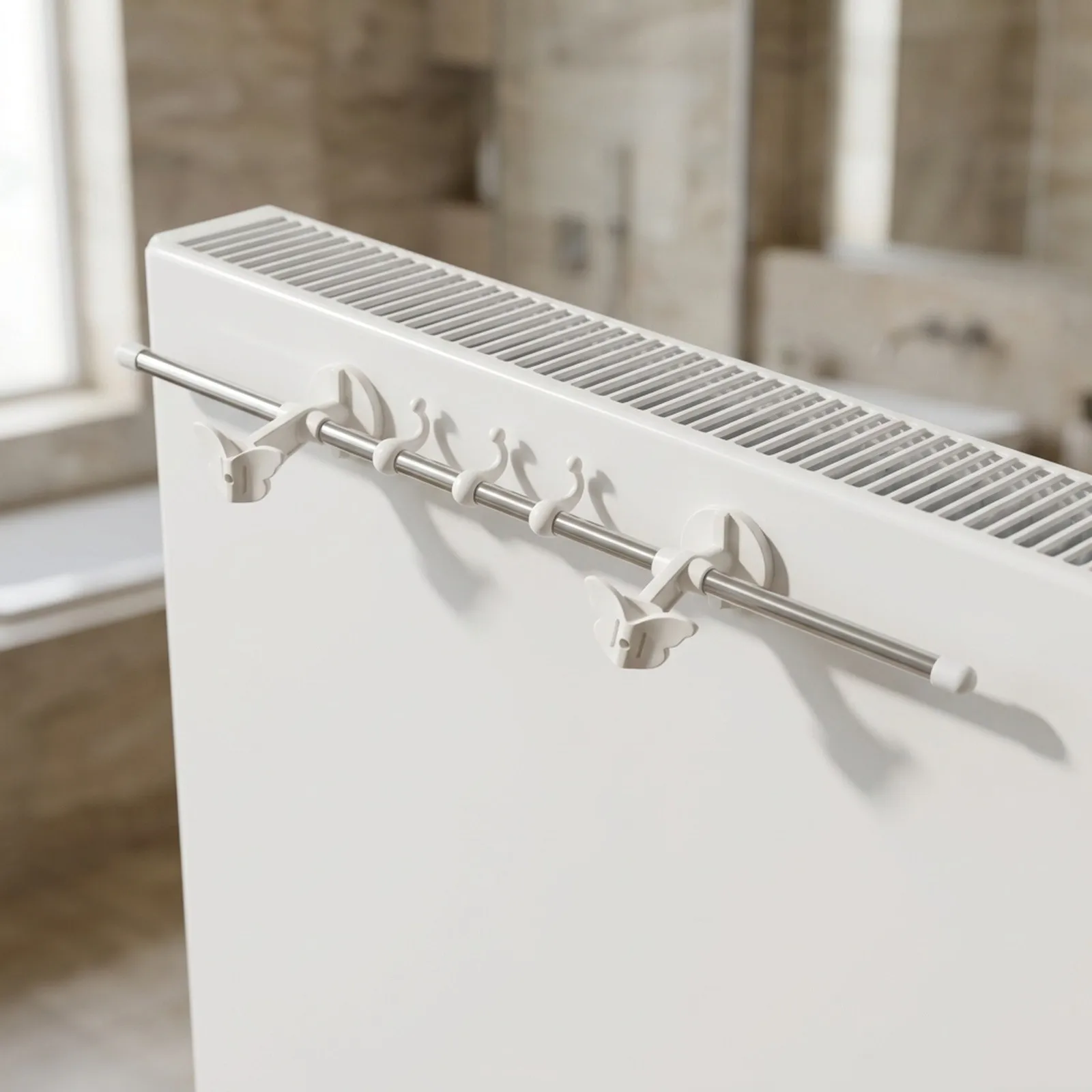For Radiator Mounted Towel Rail with 3 Hooks for Functional Drying Solutions in Compact Residential Environments