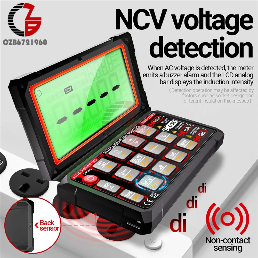 USB 자동 수리 멀티미터 20000 카운트 디지털 AC DC 전압 전류 NCV 유도 다이오드 커패시턴스 부저 테스터 도구