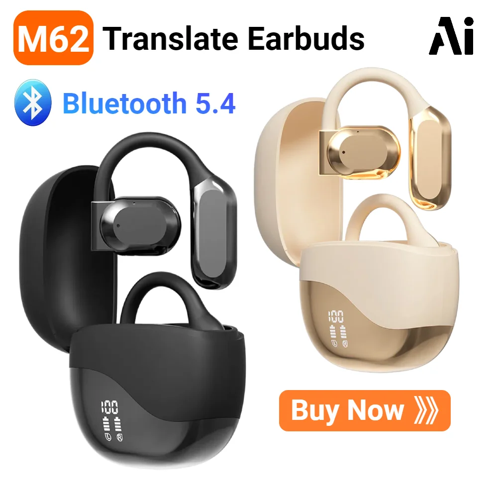144 языка AI-переводчик, наушники Bluetooth 5,4, наушники-переводки в реальном времени, двусторонний мгновенный голосовой переводчик, ушной крючок