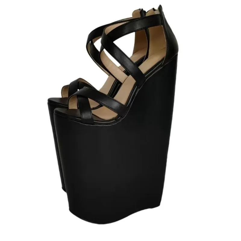 SHOFOO shoes Sexy women's ultra-high heels sandals. About 30 cm heel height. Wedges heel sandals. Summer women's shoes size34-46