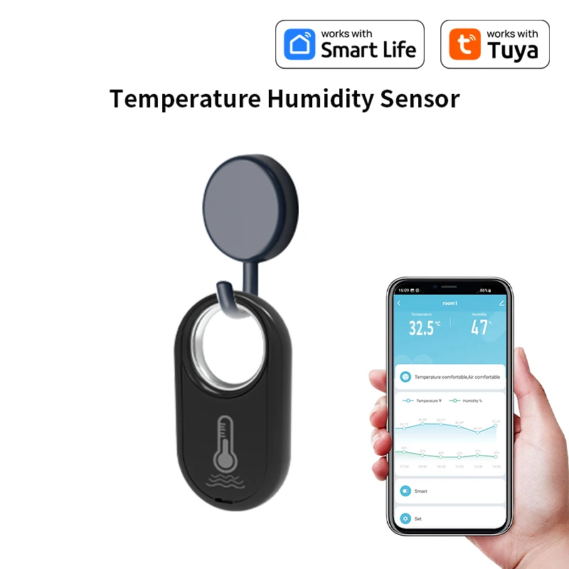 Tuya Zigbee Hanging Temperature Humidity Sensor Smart Life Precise Thermometer Detector Alexa Google Home Voice Control