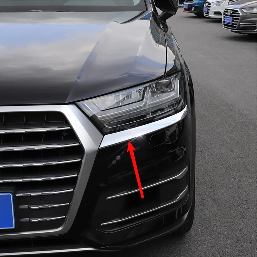 For Audi Q7 4M 2016-2019 Car Styling Headlight Eyebrow Sticker Bright Strip Sequins Trims Cover Exterior Decoration Accessories