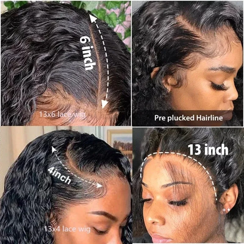 Perruque Lace Front Wig Deep Wave Naturelle, Cheveux Humains, 13x4, 30 Pouces, Transparent HD, pour Femme