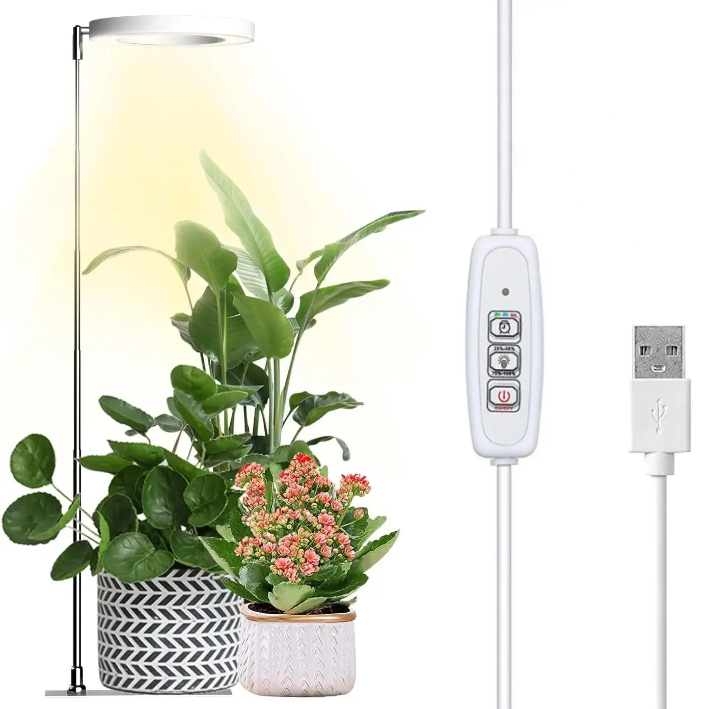 LED Plant Light for Indoor Plants Growing Full Spectrum Desk Growth Lamp with Automatic Timer for 2H/4H/8H, 4 Dimmable Levels