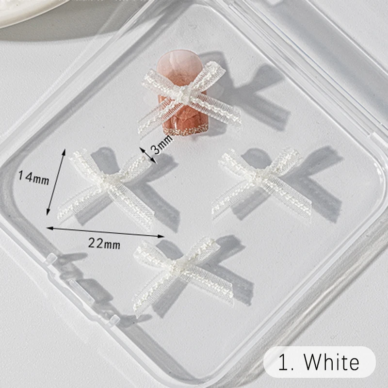 인기 레이스 오간자 네일 아트 나비 매듭, 수제 원단 액세서리, 플랫백 라인석, 14x22mm, 신제품