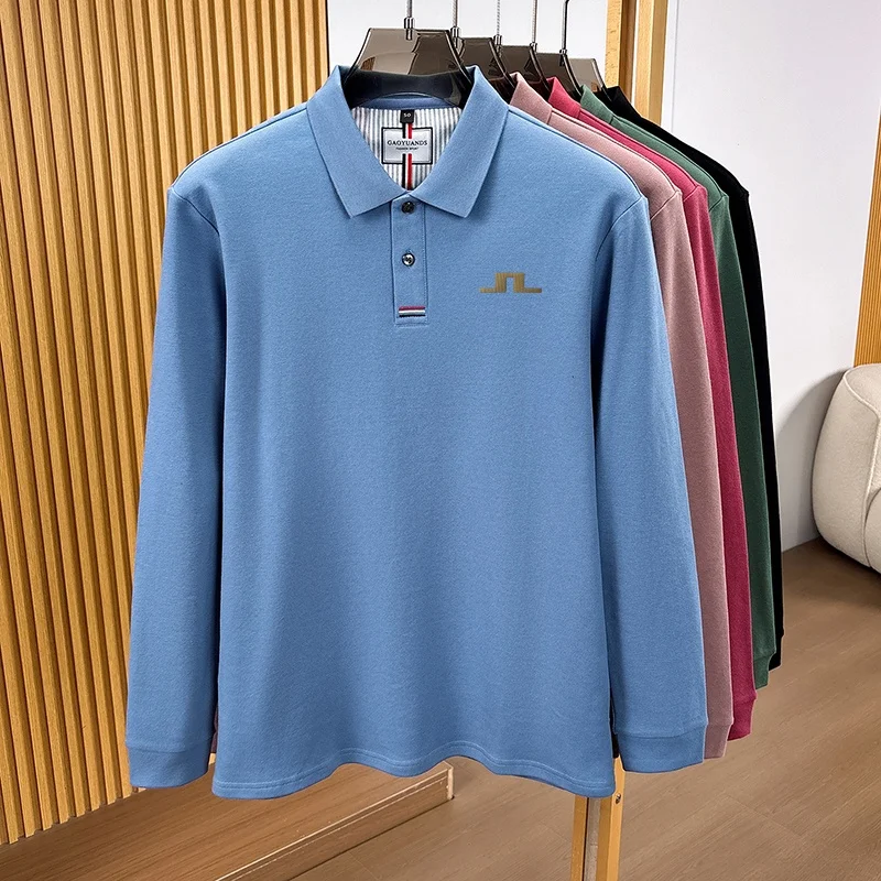 100% Baumwolle Herren Langarm-Poloshirt mit Kragen und Knöpfen, Exquisitem Musterdruck, Neues Herbst-Poloshirt, Business Casual Herrenbekleidung – Detail 14