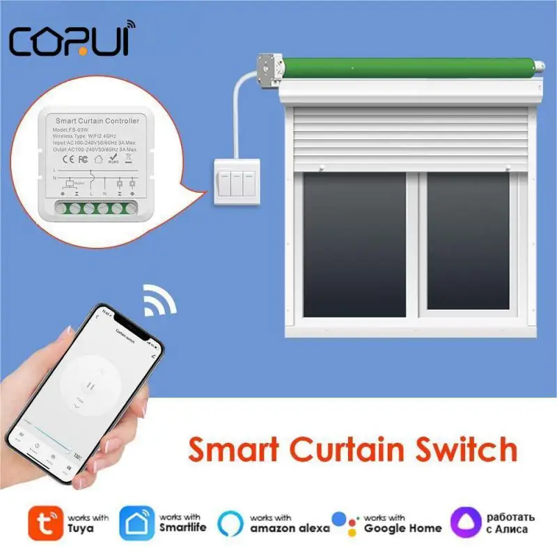 

CORUI Tuya WiFi Smart Life Smart Curtain Switch For Roller Shutter Blind Motor Rolling Shutter Doors Amazon Alexa Google Home