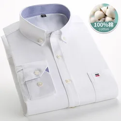 7XL 100% cotton new men's shirt Oxford textile long sleeve Business casual wear fashion breathable plus size slim high quality