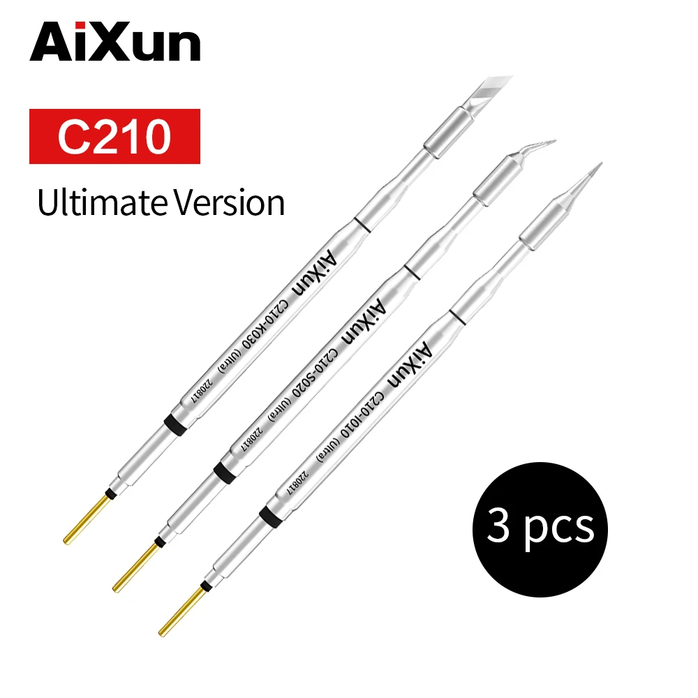 

AiXun C210 Soldering Iron Tips Red Copper Material Tin Plating Handle Replace Soldering Station Welding Tip