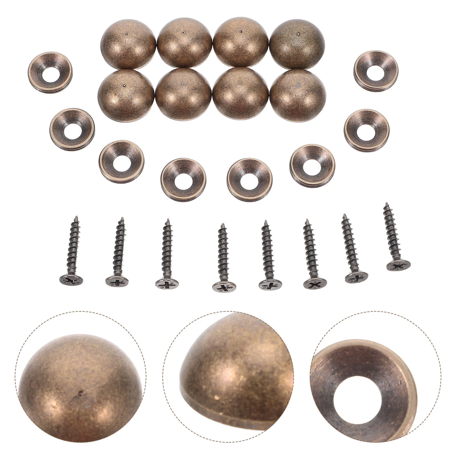 

8 set Brass Retro Mirror Decorative Caps M4 Self Tapping Screws For Furniture Cabinet Glass Corner Wall Mounting Hardware Screw