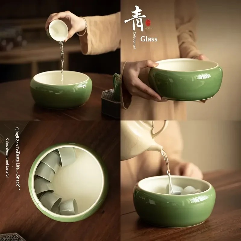 

【CHIMU HOME】 Ceramic Washing Cup for Japanese Design Large Slag Bucket Pen Washing Tank for Kung Fu Set Accessories